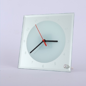Square glossy surface glass with clock