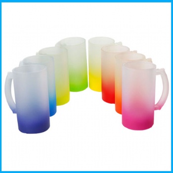 16oz glass mug frost colored