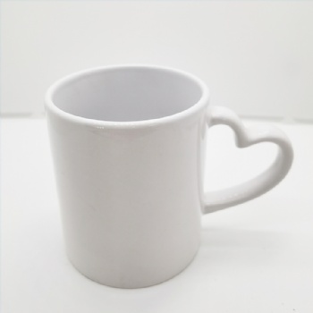 11oz heart handle white mug